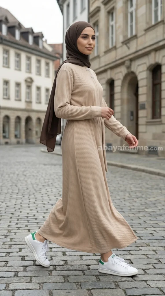 Abaya Côtelée Crème – view 2