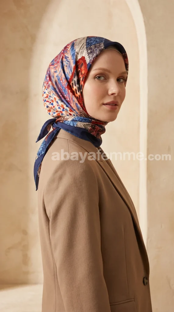 Silk-effect square scarf FT56 04