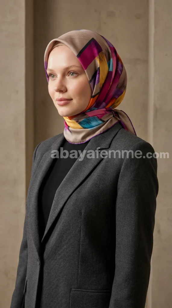 Silk-effect square scarf FT58 03