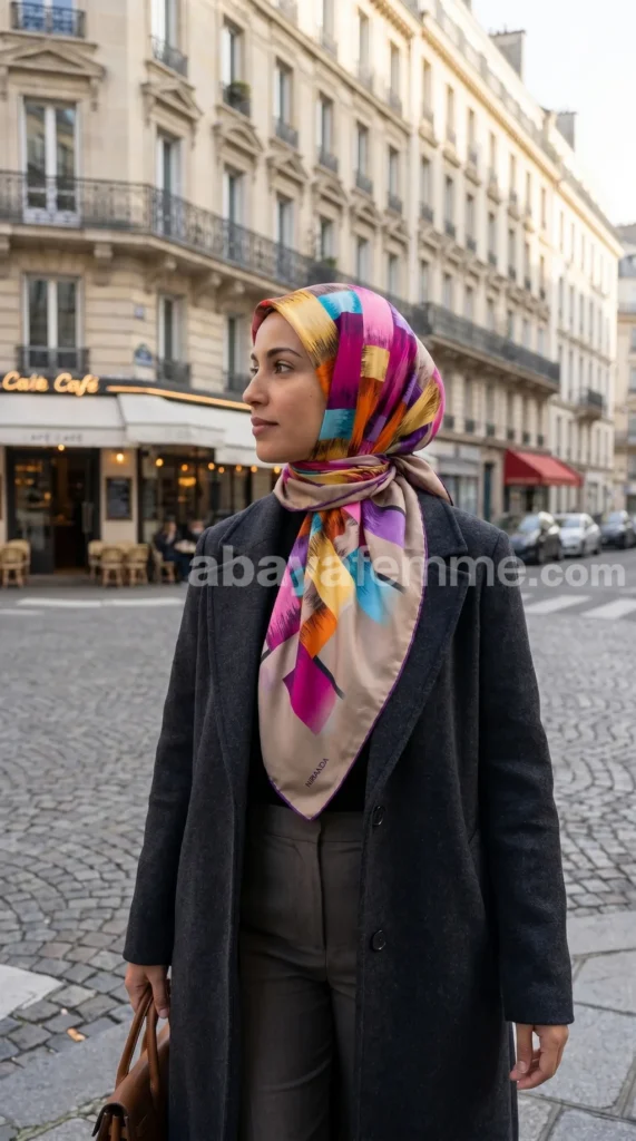 Silk-effect square scarf FT58 03