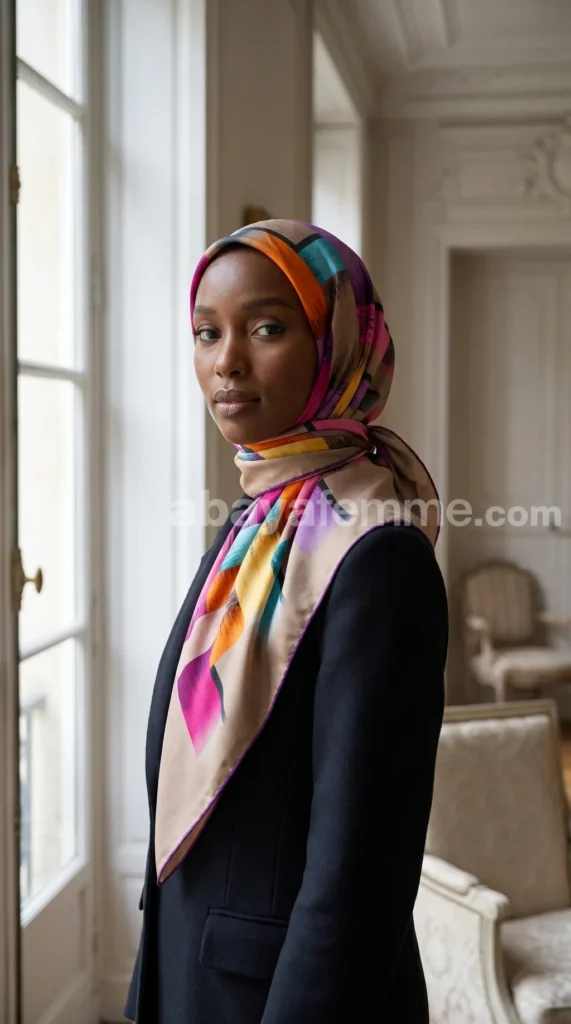 Silk-effect square scarf FT58 01