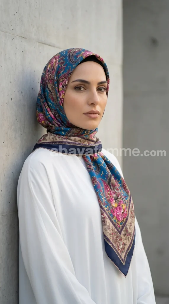Silk-effect square scarf FT59 01
