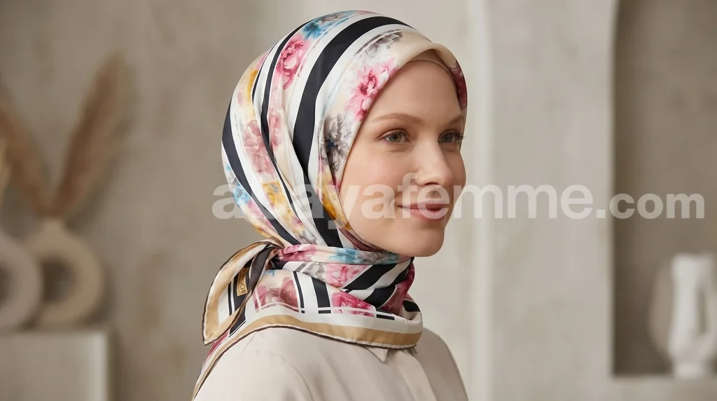 Foulard Collection Luxe FT62 1 Foulard Carré de luxe en satin soyeux aux motifs élégants