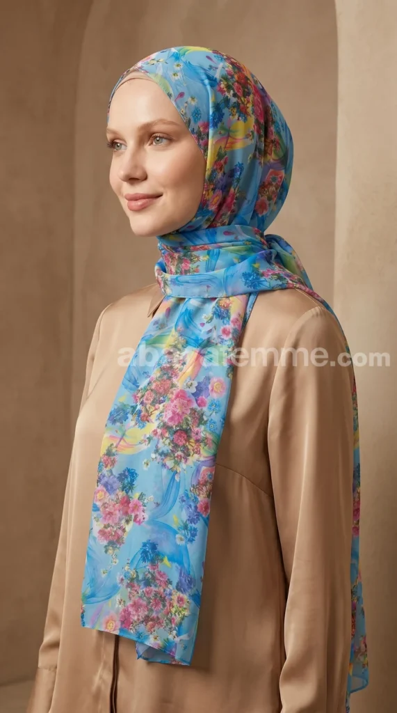 Turkse bedrukte mousseline hijab collectie Lilia MIT05 05