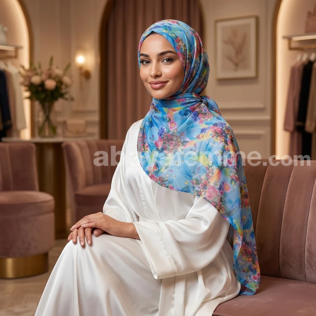 Hijab mousseline imprimé Collection Lilia HMIT05 2 Détails des motifs du hijab mousseline imprimé Lilia