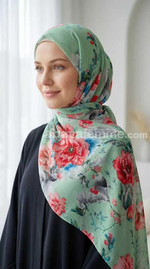 Hijab muselina estampado turco colección Lilia MIT06 04