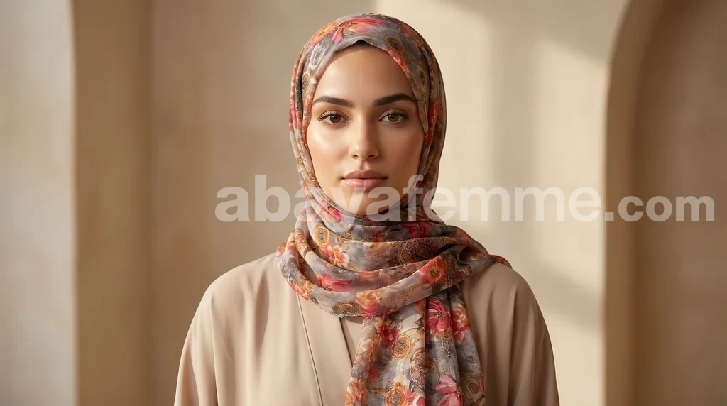Hijab mousseline imprimé Collection Lilia HMIT08 1 Hijab mousseline imprimé floral Collection Lilia pour femme musulmane