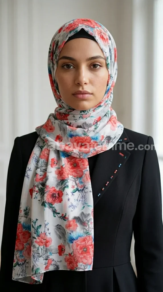 Hijab in chiffon stampato, Collezione Lilia HMIT12