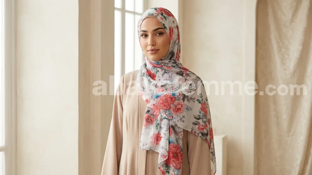 Hijab mousseline imprimé Collection Lilia HMIT12 1 Hijab mousseline imprimé collection lilia hmit12 aux motifs floraux délicats
