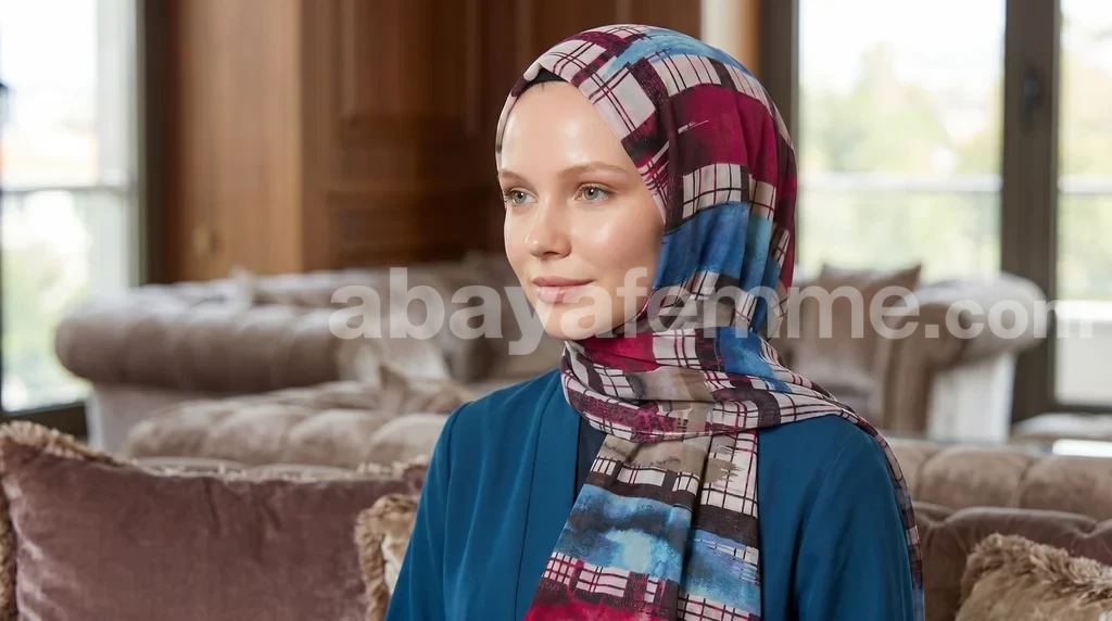 Hijab mousseline imprimé Collection Lilia HMIT17 2 Détails des motifs floraux du hijab mousseline imprimé turc