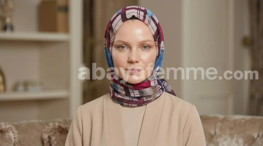 Hijab mousseline imprimé Collection Lilia HMIT17 1 Hijab mousseline imprimé floral Collection Lilia porté avec élégance