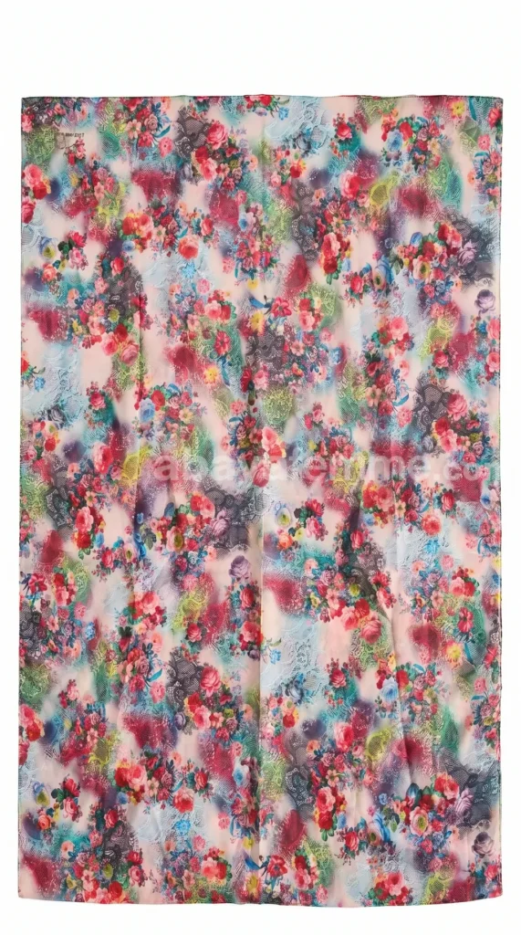 Hijab mousseline imprimé Collection Lilia HMIT20 3 Vue d'ensemble du drapé fluide du hijab mousseline imprimé