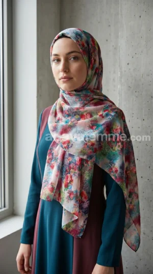 Hijab mousseline imprime turc collection Lilia MIT20