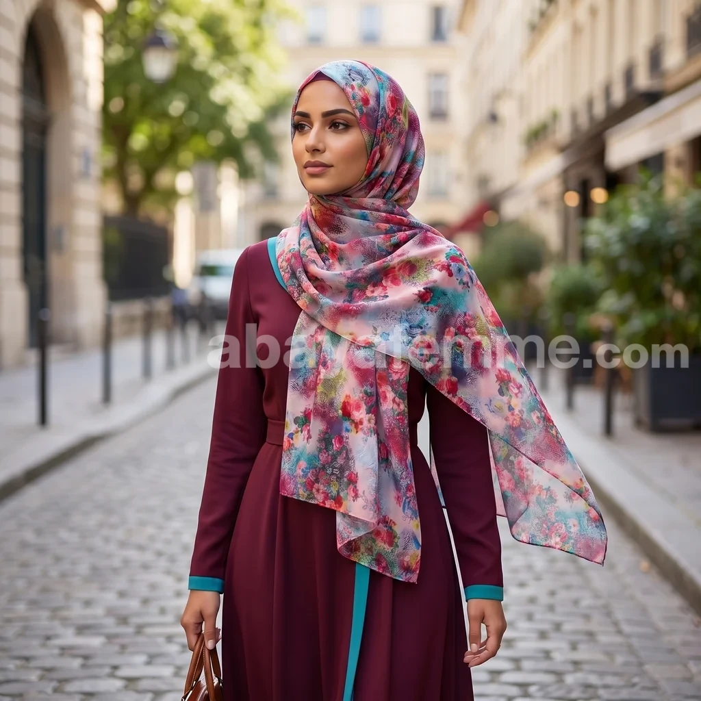 Hijab mousseline imprimé Collection Lilia HMIT20 2 Détails des motifs floraux du hijab mousseline imprimé turc