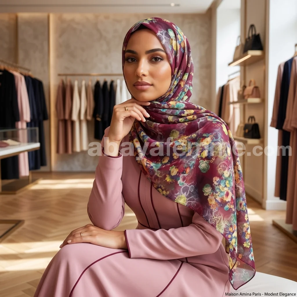 Hijab mousseline imprimé Collection Lilia HMIT21 3 Porté élégant du voile en mousseline imprimée pour femme