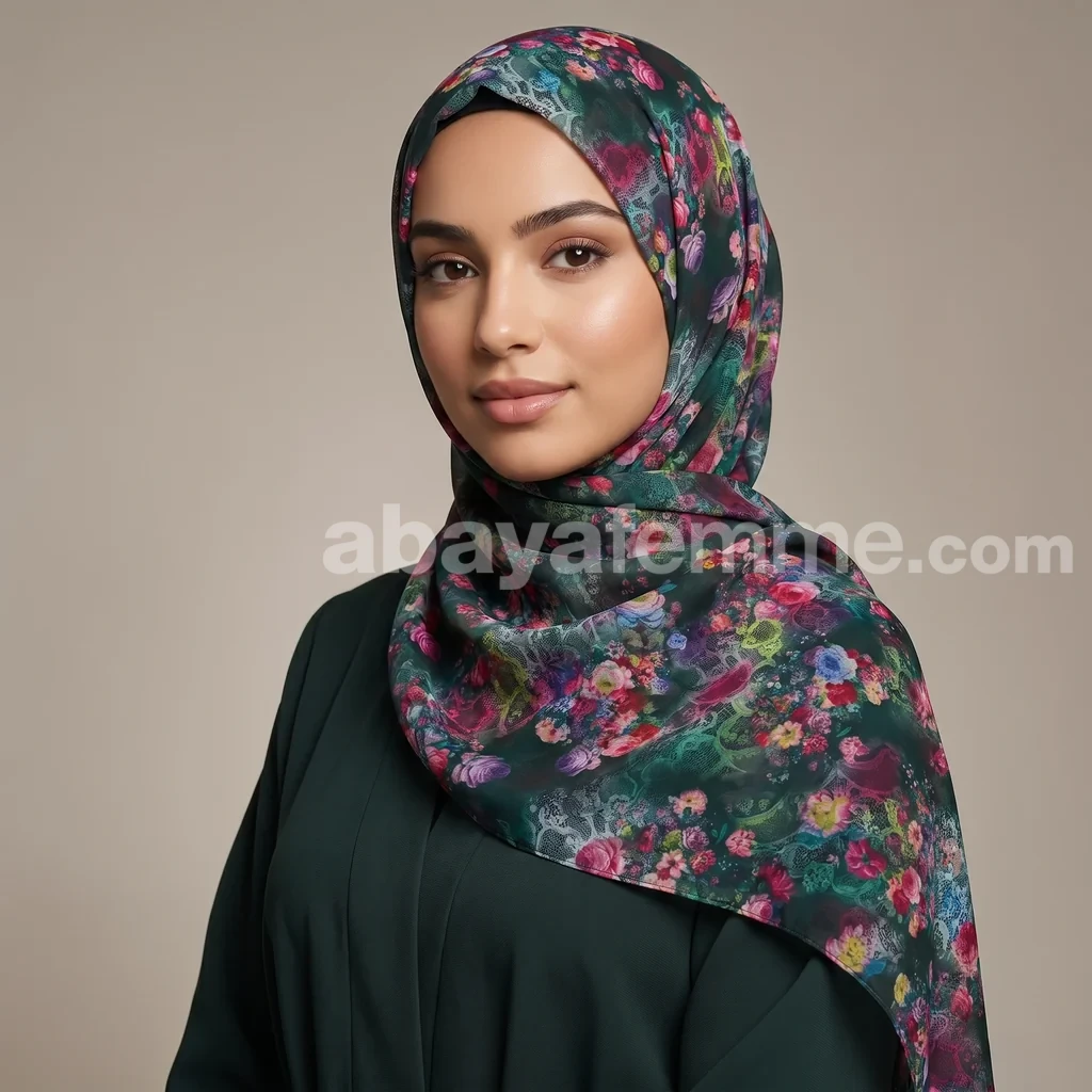 Hijab mousseline imprimé Collection Lilia HMIT22 2 Détail du tissu hijab mousseline imprimé confection turque