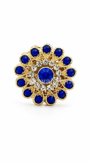 Broche aimantée hijab bleu royal et dorée