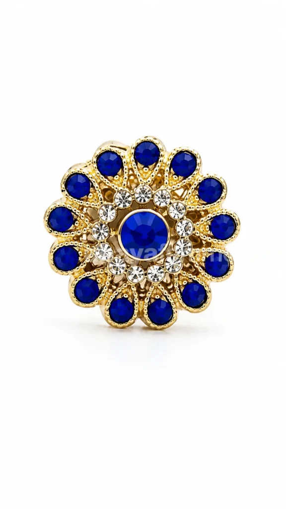 Broche magnético para Hijab azul real y dorado