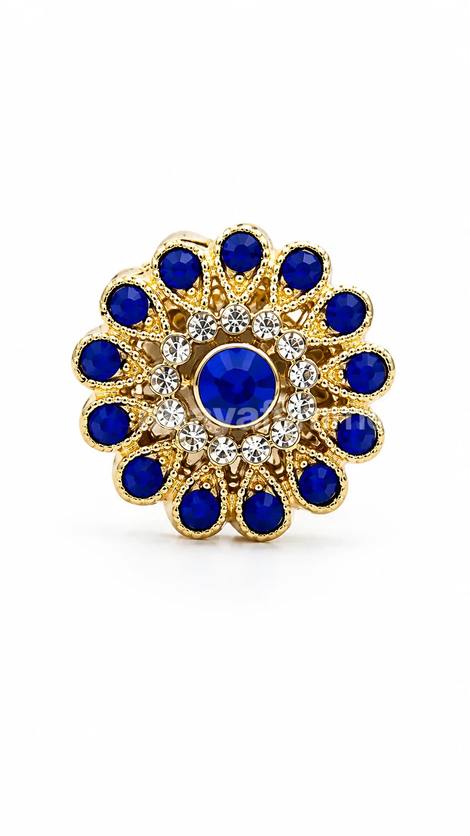 Broche aimantée hijab bleu royal et dorée
