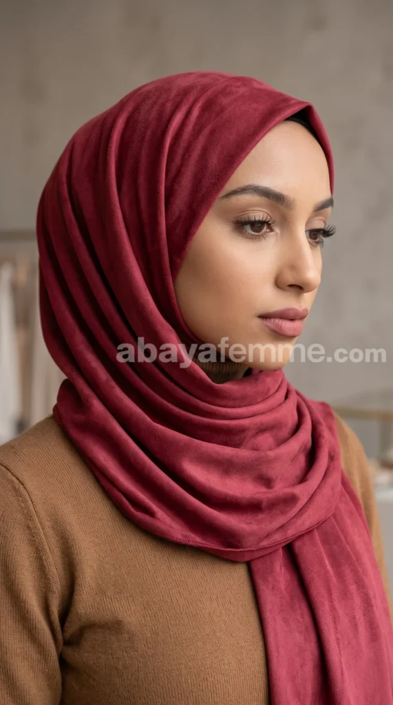 Hijab Daim Rouge carmin – vue 2