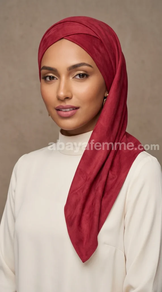 Hijab Daim Rouge carmin – vue 4