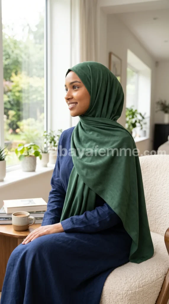 Hijab Daim Vert forêt – vue 4
