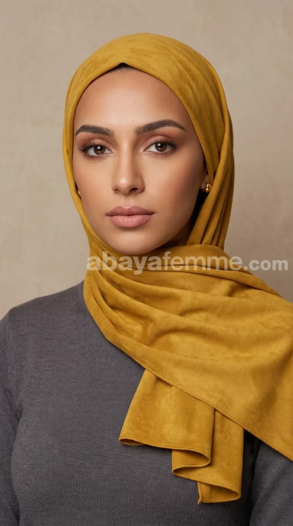 Hijab Daim Jaune Moutarde – vue 4