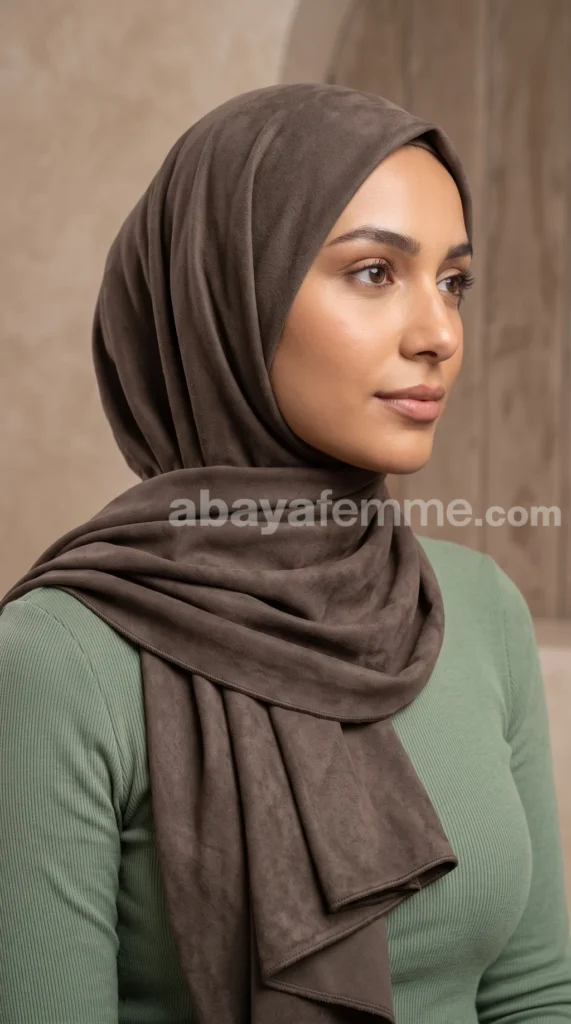 Hijab Brun cuir Collection Daim – vue 1