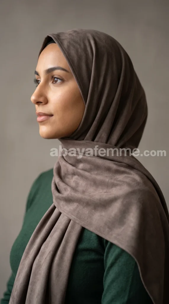 Hijab Brun cuir Collection Daim – vue 2