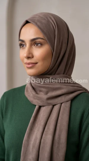 Leather Brown Suede Hijab Premium Collection