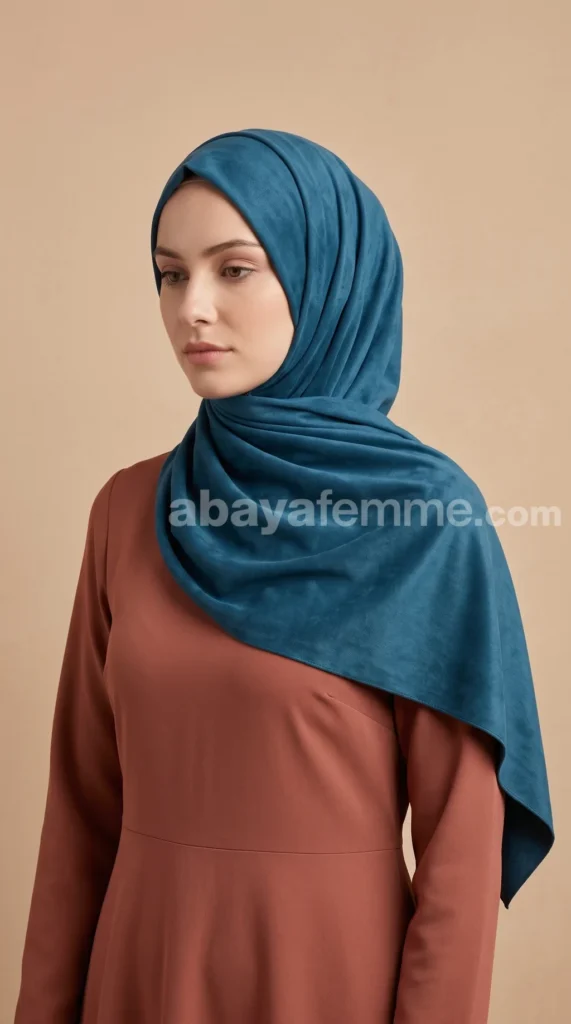 Hijab Daim Bleu canard – vue 1
