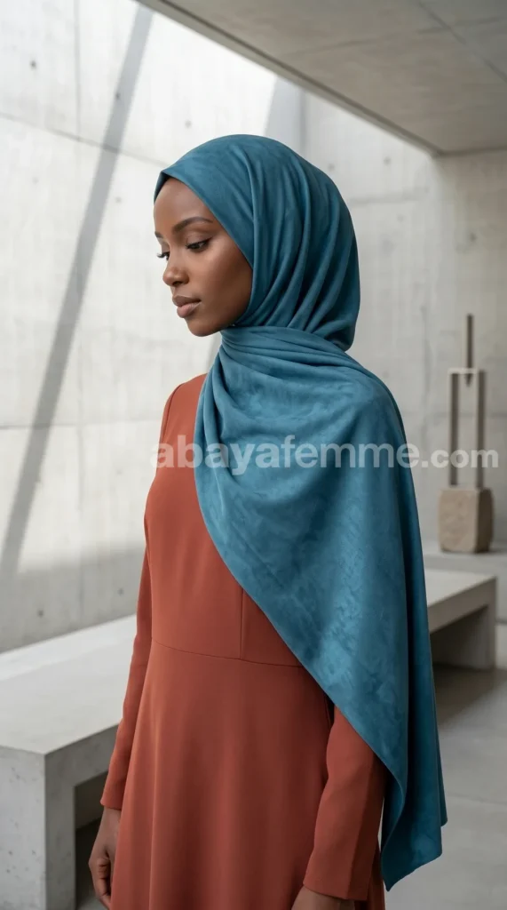 Hijab Daim Bleu canard – vue 4