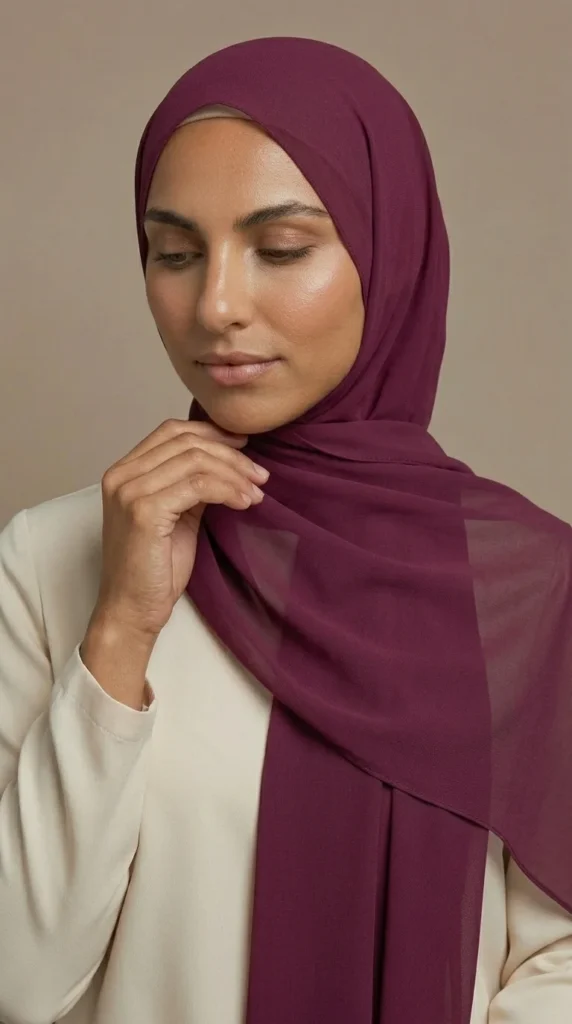 Hijab Mousseline Bordeaux Premium Collection – vue 4