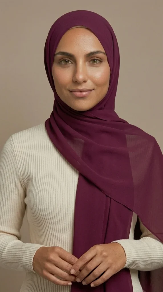 Hijab Mousseline Bordeaux Premium Collection – vue 2