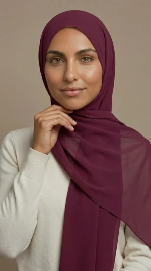 Hijab Mousseline Bordeaux Premium Collection