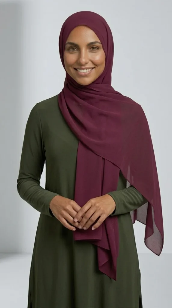 Hijab Mousseline Bordeaux Premium Collection – vue 3