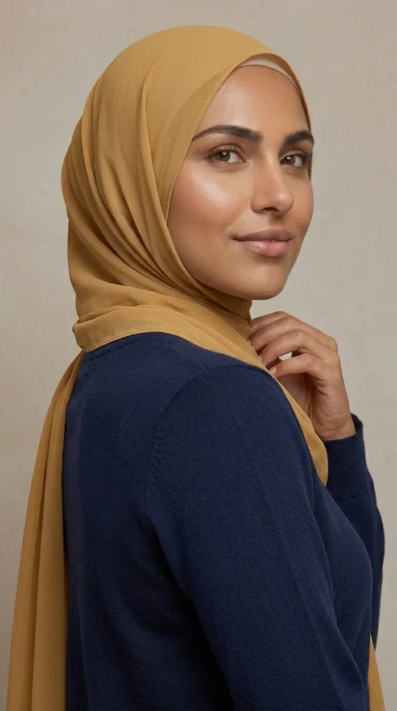 Hijab Mousseline Camel Chaud Collection XL – vue 2