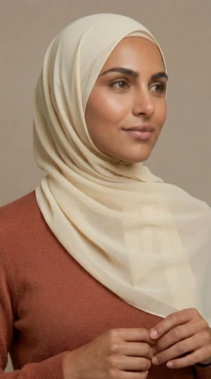 Hijab Mousseline creme Collection XL