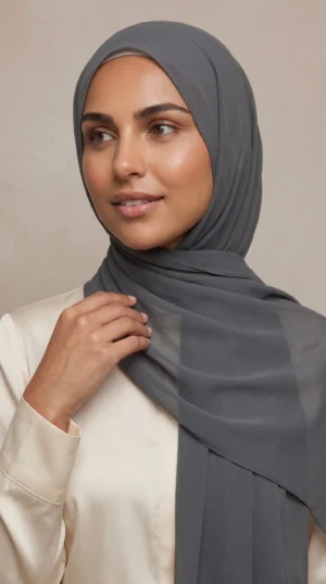 Hijab Mousseline Gris anthracite Premium Collection
