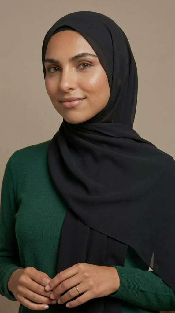Hijab Mousseline Noir Premium Collection