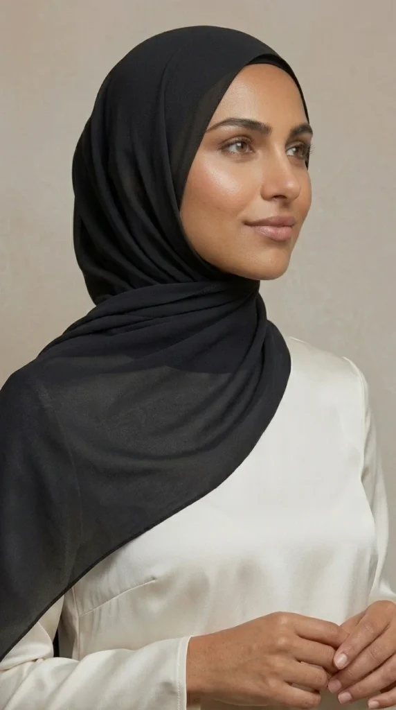 Hijab Mousseline Noir Premium Collection – view 2