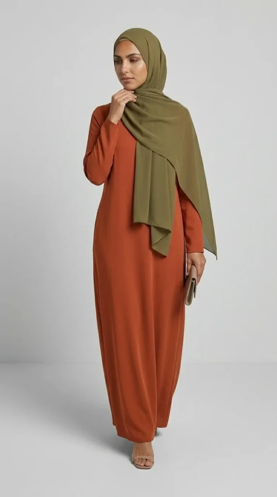Hijab Mousseline Olive Premium Collection – vue 2
