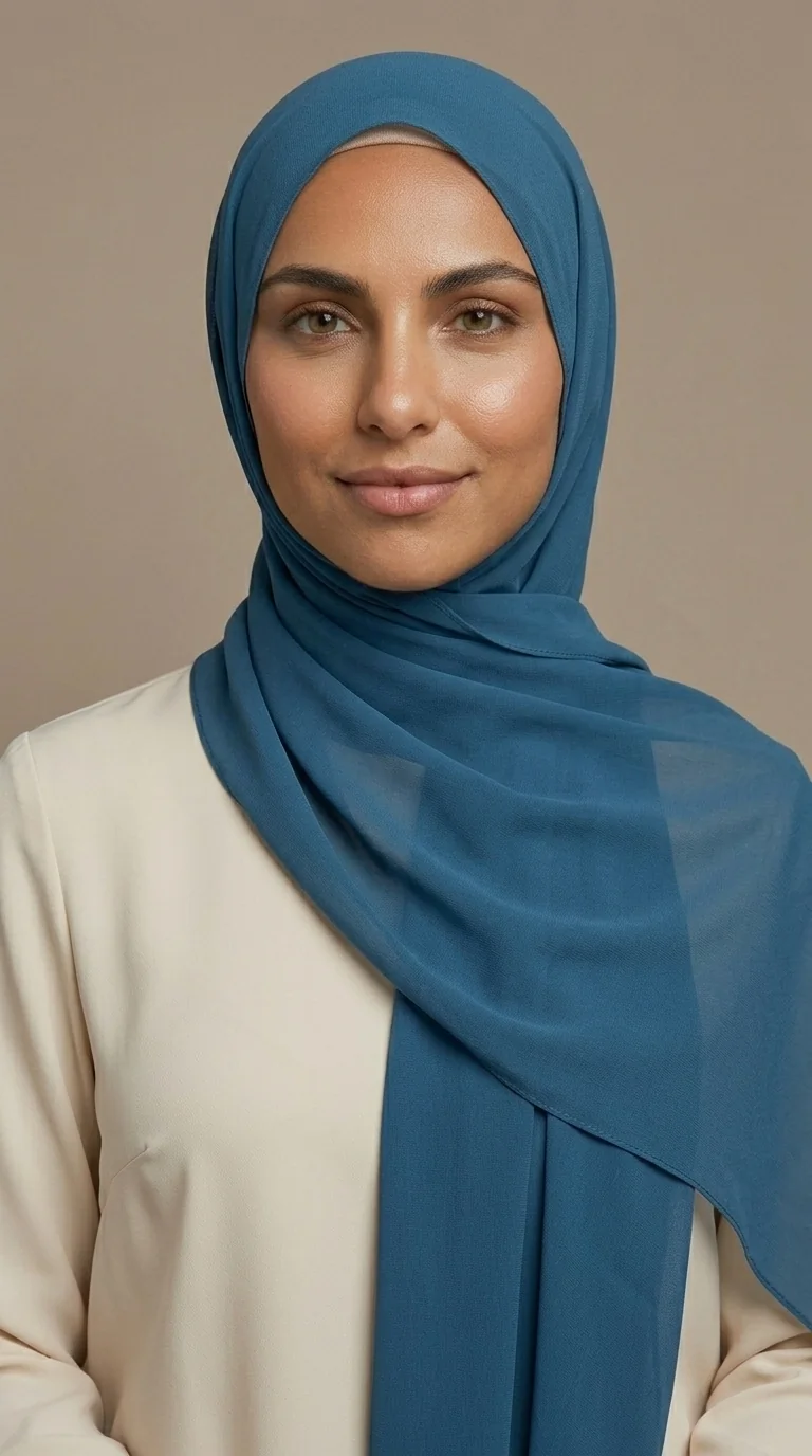 hijab mousseline bleu canard