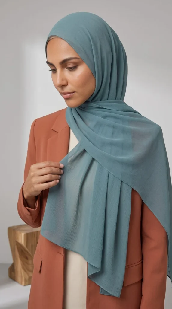 Hijab Mousseline Vert menthe Premium Collection – view 4