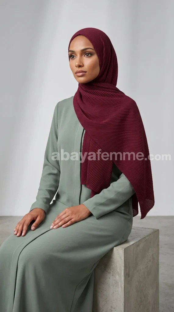 Hijab Plissé Rouge carmin Collection Careena – view 1