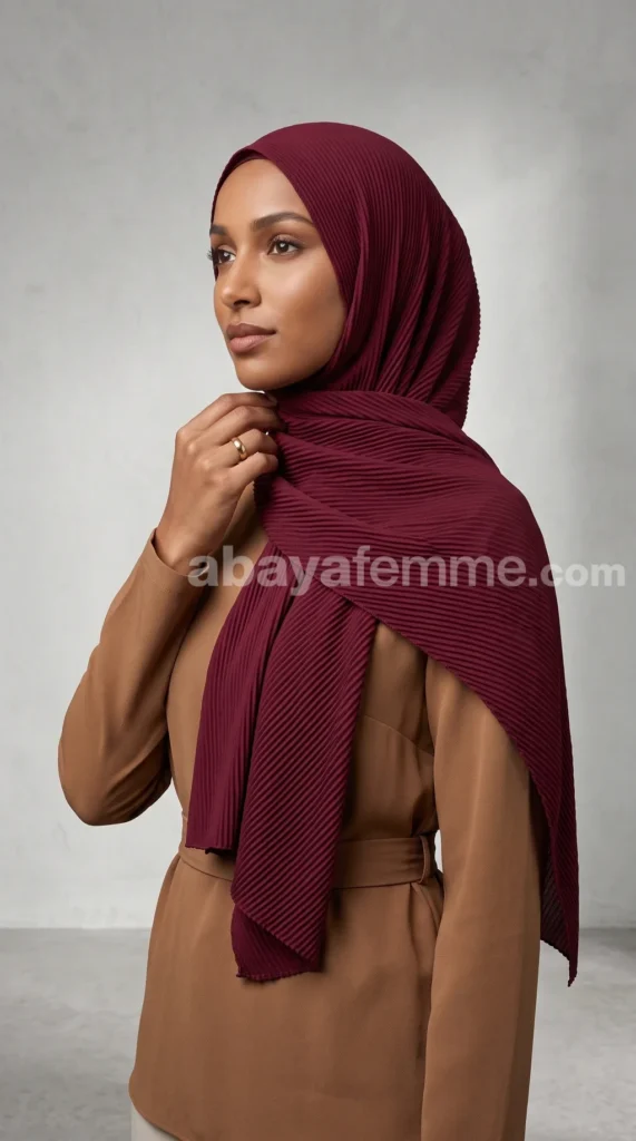 Hijab Plissé Rouge carmin Collection Careena – view 2