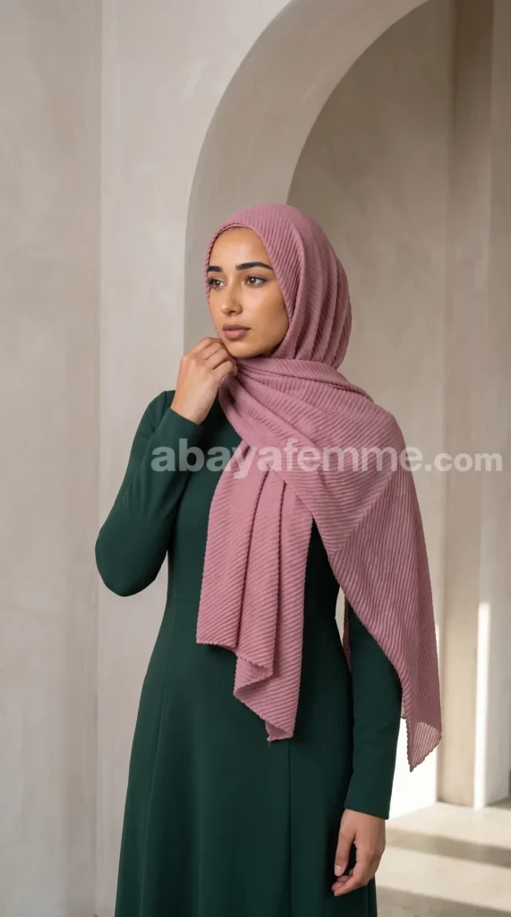 Hijab Plissé Careena Rose poudré – vue 4