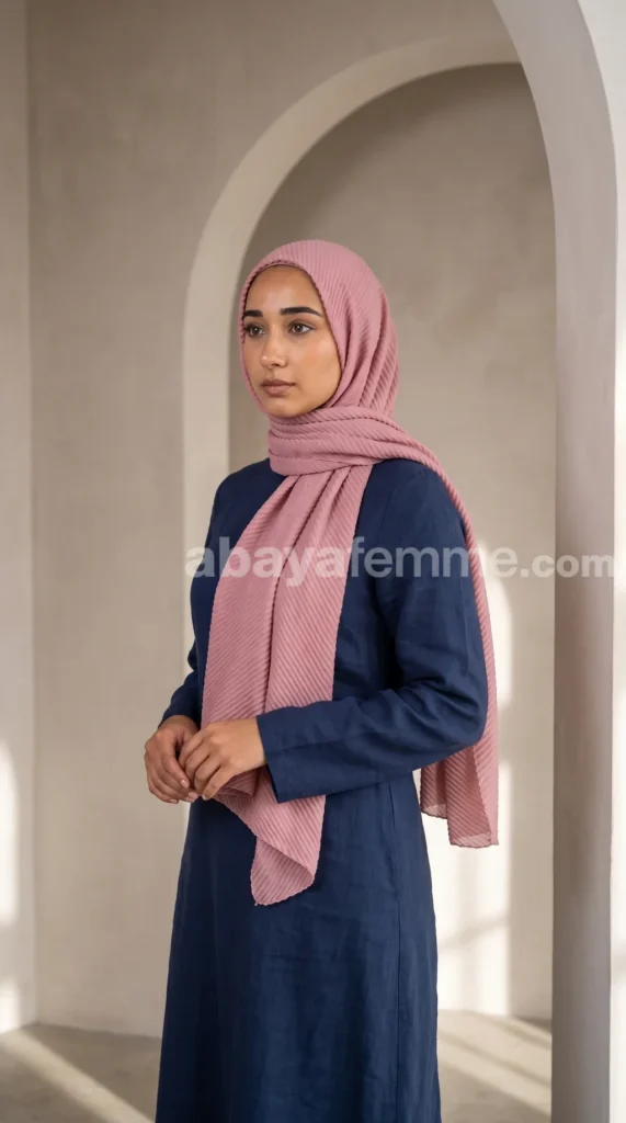 Hijab Plissé Careena Rose poudré – vue 3