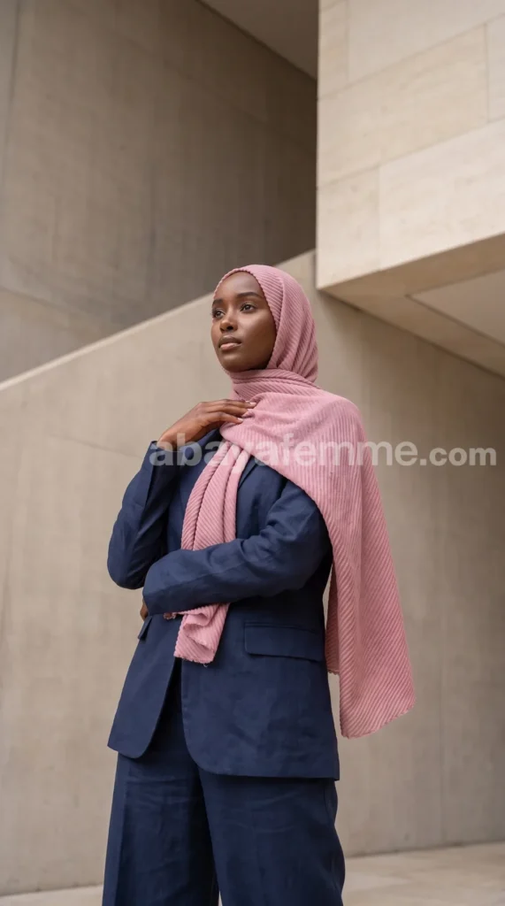 Hijab Plissé Careena Rose poudré – vue 2