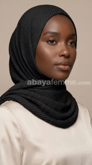 Hijab Plissé Noir Careena